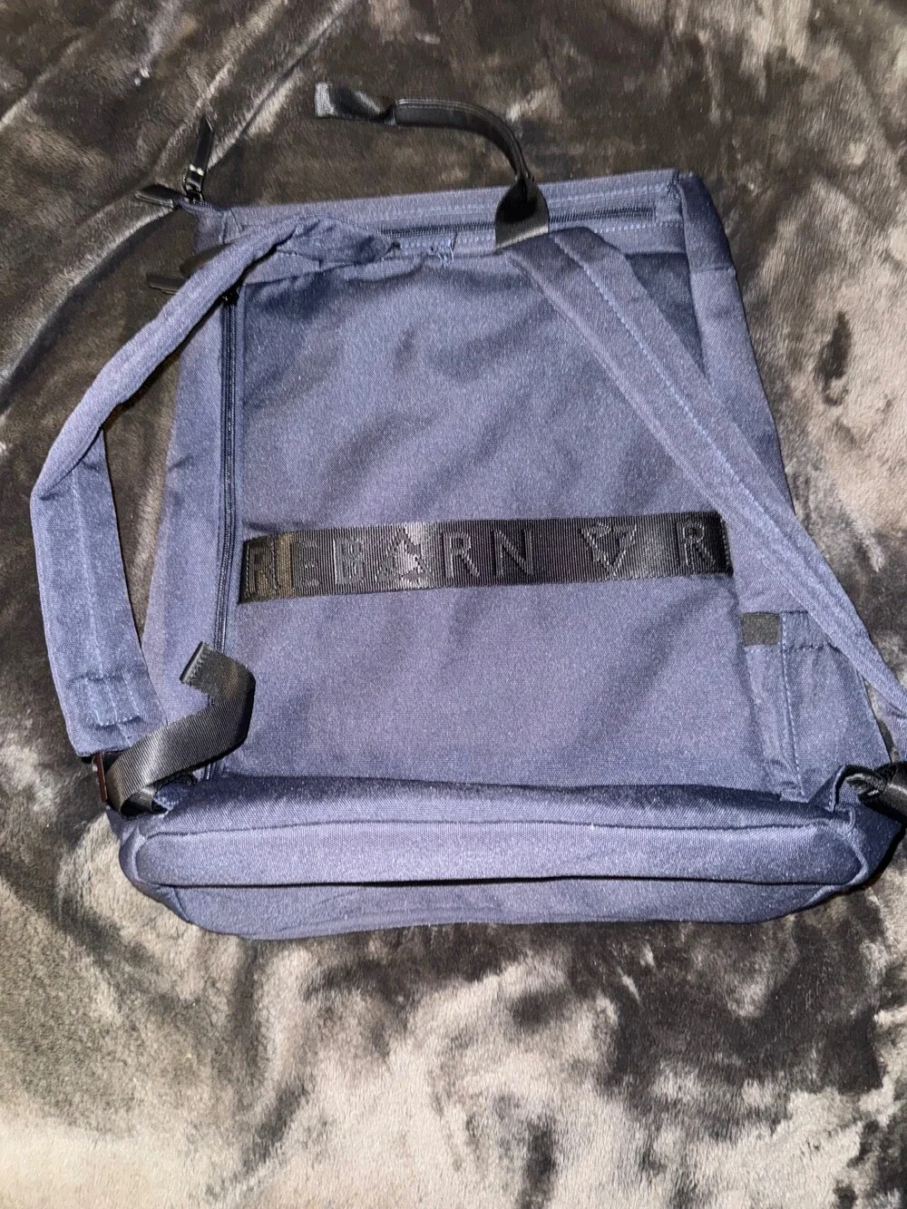 REBARN Navy Polyester Backpack with Multiple Compartments